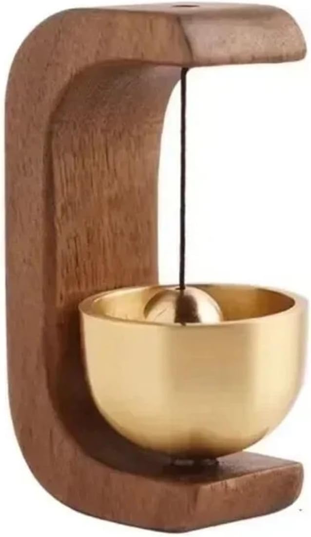 Doorbell 4/10pcs Magnetic Wood Doorbell Chime Hanging Wooden Wind Chimes Copper Bell Walnut Windbell Doorbells Vintage Door Bell Home Decorations(A-Natural,10pcs)