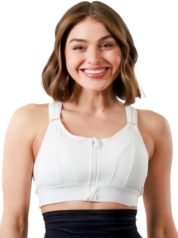 Women Polyester Spandex High Impact Front Zip Sports Bra Fitness Criss Cross Back Crop Tops for Gym, Yoga & Workout - Size: M-4XL