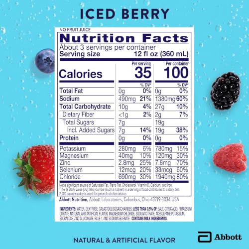 Image of Pedialyte with Immune Support Electrolyte Solution, Hydration Drink with Zinc, Selenium, and Magnesium, Iced Berry, 1 Liter, Pack of 4