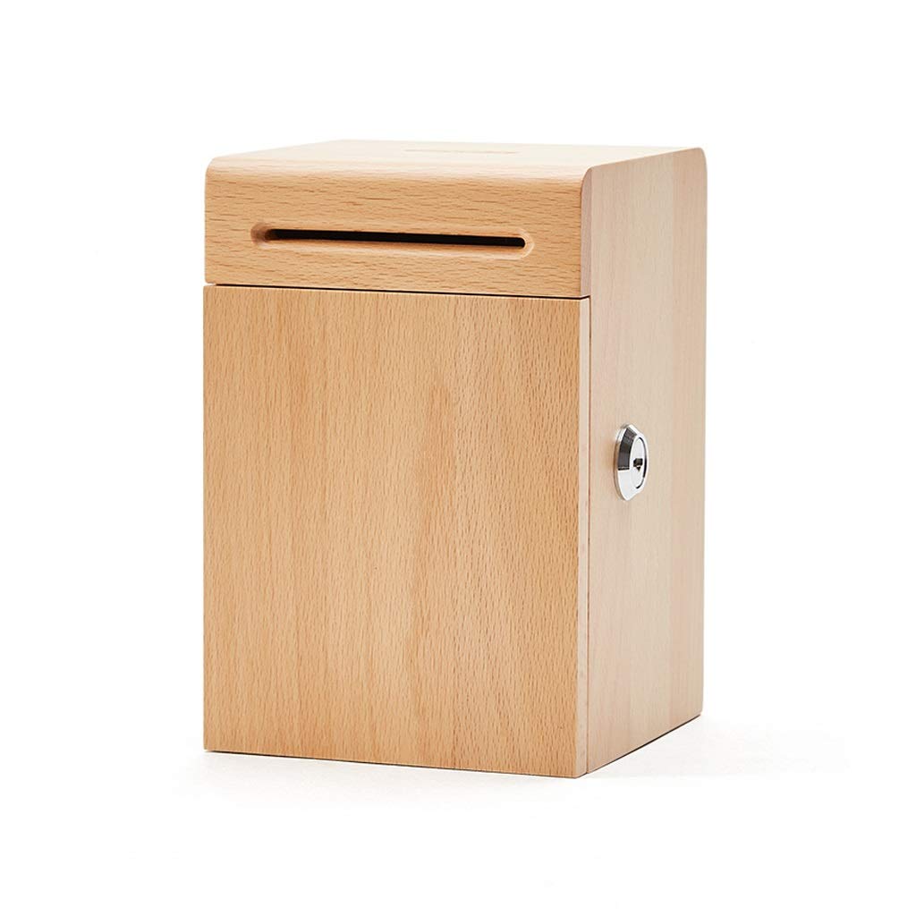 Wooden Piggy Bank Household Large Capacity Depositable