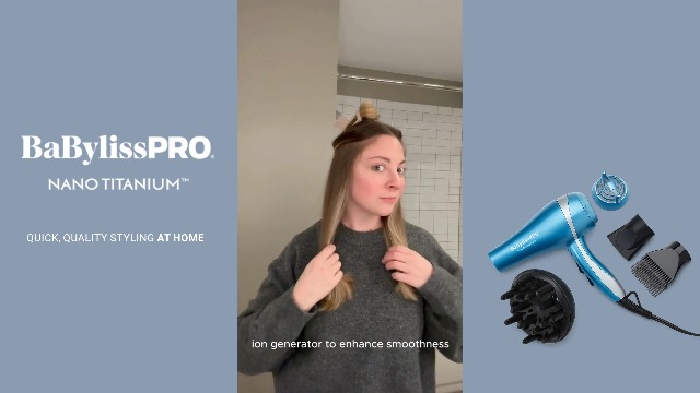 Image of BaBylissPRO Nano Titanium 2000-Watt Blow Dryer with Concentrator Nozzle, Professional Grade Ionic Corded Styling Tool for Hair