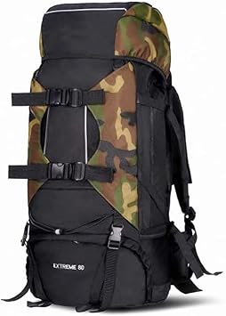 80L Internal Frame Backpack Hiking Camping Backpacking Trekking Bag with RainCover Black/camouflage
