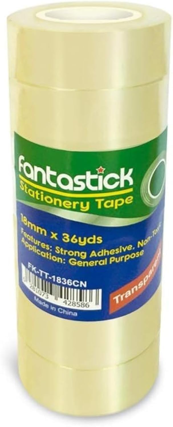 Fantastick Crystal Tape 8-Pack, 18 mm Width x 36 Yards Length, Clear