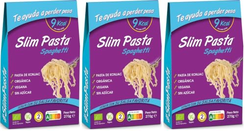 Slim Pasta - Spaghettis de Konjac - 270 g - Sin Calorías ni Carbohidratos - Ideal para Dietas Keto y Low Carb - Aptos para Veganos - Elaborados con Agua Purificada, Fibra de Avena y Harina de Konjac