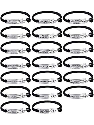 SATINIOR 20 Pcs Inspirational Message Bracelets for Women Inspirational Leather