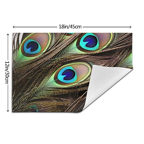 Sets de table plumes de paon lavables et tapis de table cuisine 45x30 cm