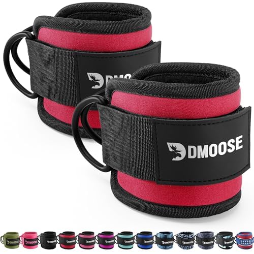 DMoose Fitness Ankle Strap for Cable Machine - One Size Fit with Premium Padding Cuffs - Cable Kickback Ankle Straps - Gym Attachments - Booty Workouts, Hip Abductors, Workouts & Lower Body Exercises