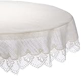 Plauener Spitze by Modespitze 3086L_14, Tovaglia, Design: Nizza, Bianco, 176 cm, Forma Rotonda