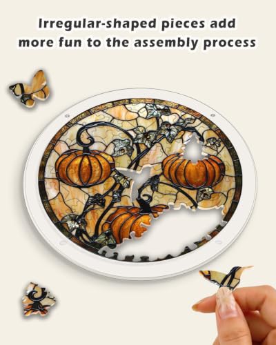 Image of Acrylic Jigsaw Puzzle Suncatcher Halloween Pumpkin Adult Puzzles Gift 7.8 inch