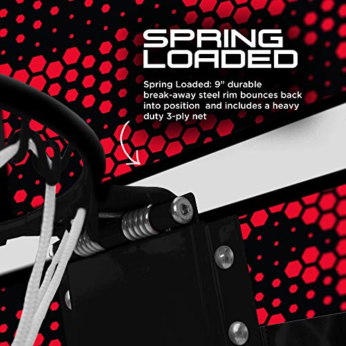 And1 Mini Basketball Hoop: 18”X12” Pre-Assembled Portable Over The Door With Flex Rim, Includes Two Deflated 5” Mini Basketball With Pump, For Indoor, Red/Black #TOP3