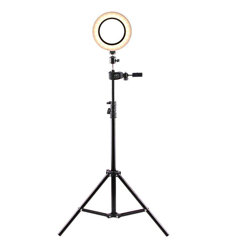 Luce ad anello per selfie da 6" con supporto per treppiede e supporto per telefono per streaming live/trucco, luce ad anello di bellezza per fotocamera a led dimmerabile, tre colori regolabi