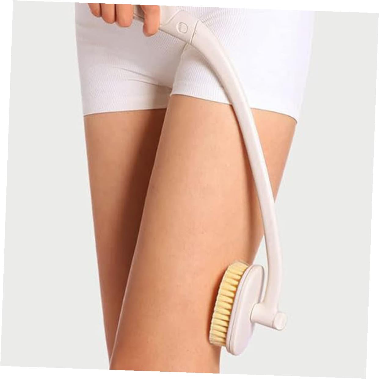 POPETPOP Cepillo de Ducha Espalda con Mango Largo y Curvado de Abs, Uso Húmedo y Seco para Exfoliar y Alcanzar Zonas Difíciles Baño