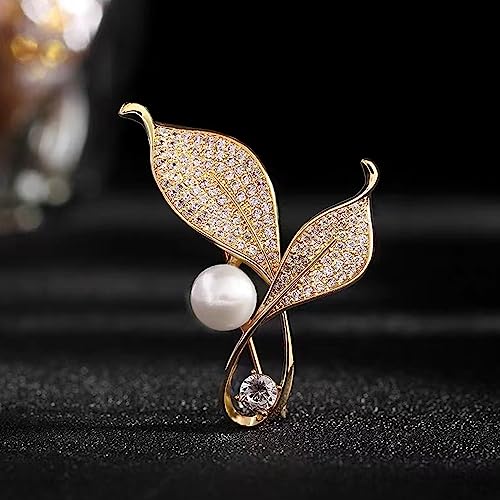 Image of Crystal Pearl Flower Brooches Pins Fashion Beautiful Created Rhinestone Floral Brooch Good Idea for Party Dance Wedding Banquet for Elegant Women Girl