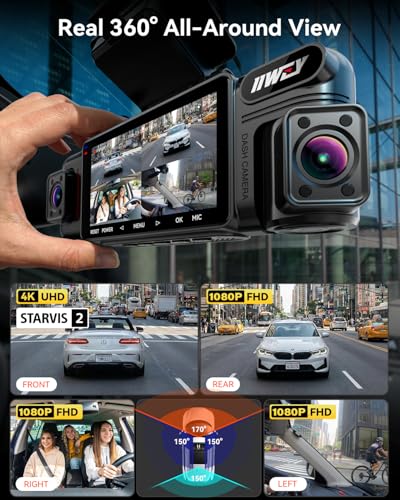 Image of IIWEY N6 PRO 4K STARVIS 2 4-Channel Dash Cam 360 View, Free 128GB Card