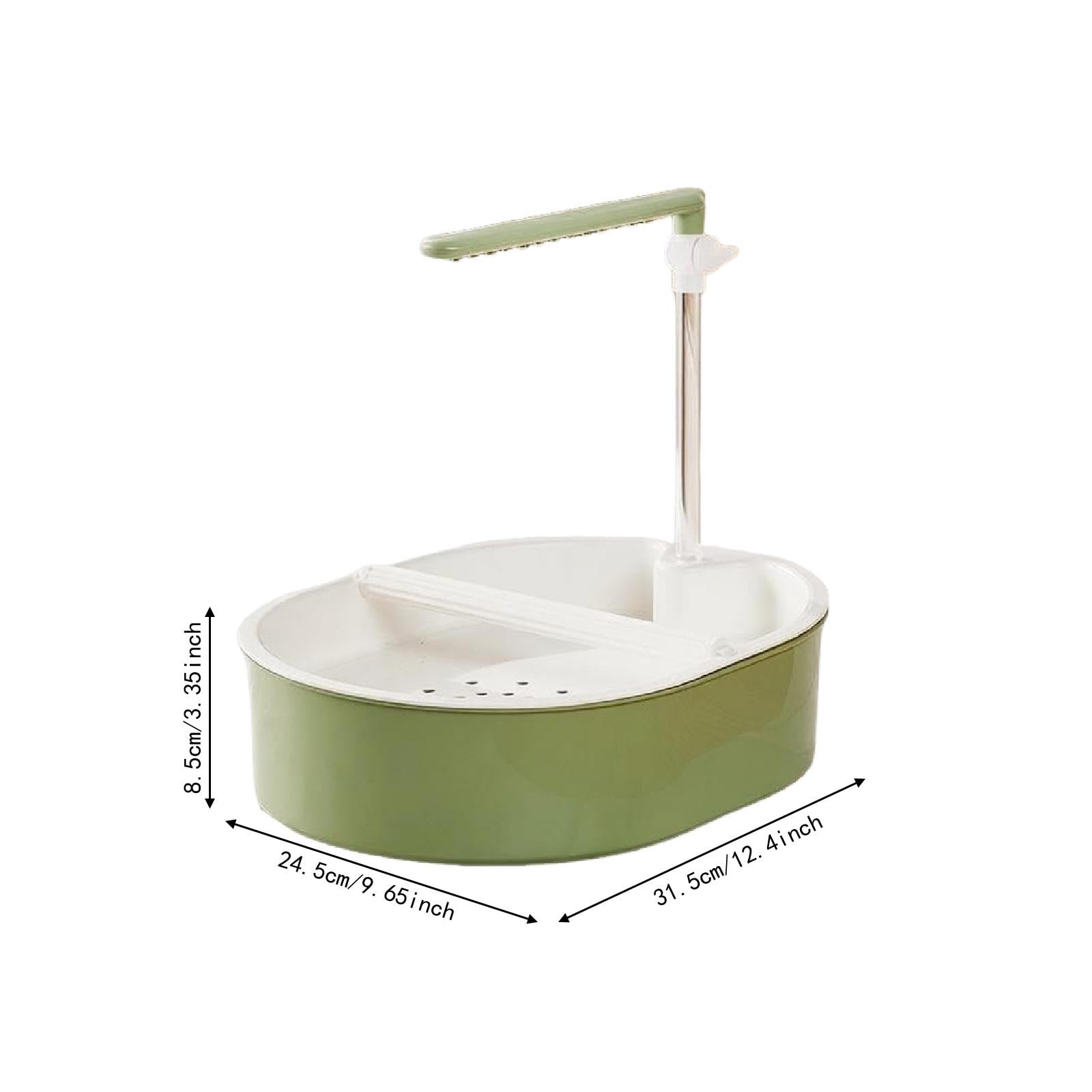 Papageienbadewanne Automatische Badebox für Papageien Zirkulierendes Badewasser mit Sitzstange Vogelzubehör Seichtes Badebecken Aus Stabilem PP für SI, Grüner Sprühkopf