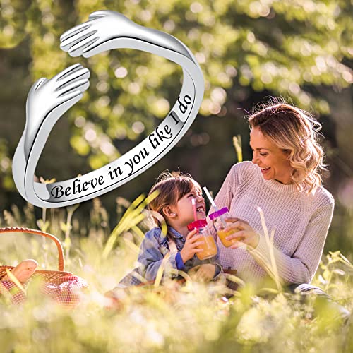 925 Sterling Silver Hug Rings for Women Silver Hugging Ring Jewelry Rings Always My Daughter Forever My Friend Ring for Teen2