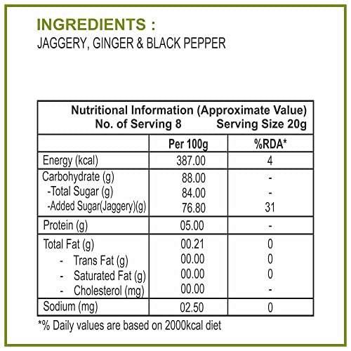 Image of Dhampurgreen Black Pepper And Ginger Jaggery Powder, 300g | Spiced Jaggery