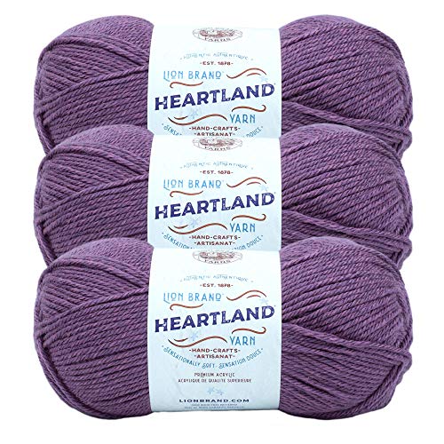 Image of Lion Brand Yarn Heartland Yarn, Worsted-Weight Yarn for Knitting, Crocheting, and Crafting, 3 Pack, Kobuk Valley