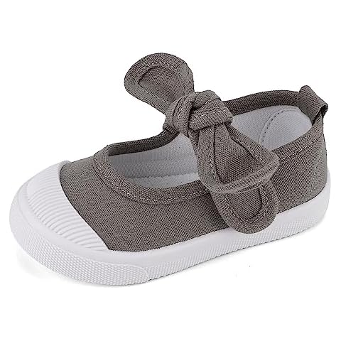LACOFIA Girls' Grey Canvas Mary Jane Shoes Cover