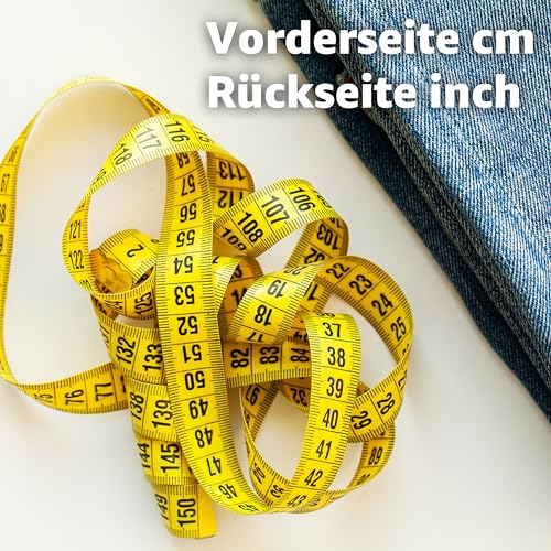 2 in 1 - Maßband 150 cm - Präzises Messen - Schneidermaßband cm + INCH Massband - Aufbewahrungsbox