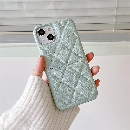 Étui de téléphone pour iPhone 13 Pro couverture arrière en cuir vert avec pochette carte