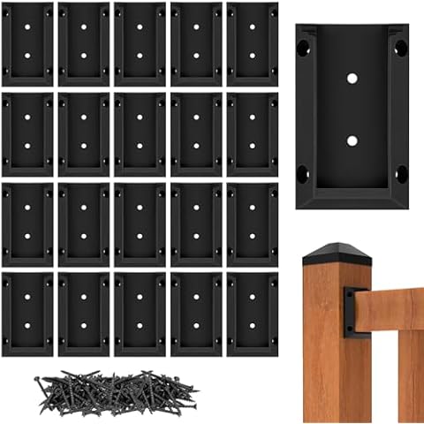 Eapele 20pcs Deck Railing Brackets Connectors for 2x4 Railing Wood Post with 120pcs Wood Screws Cover