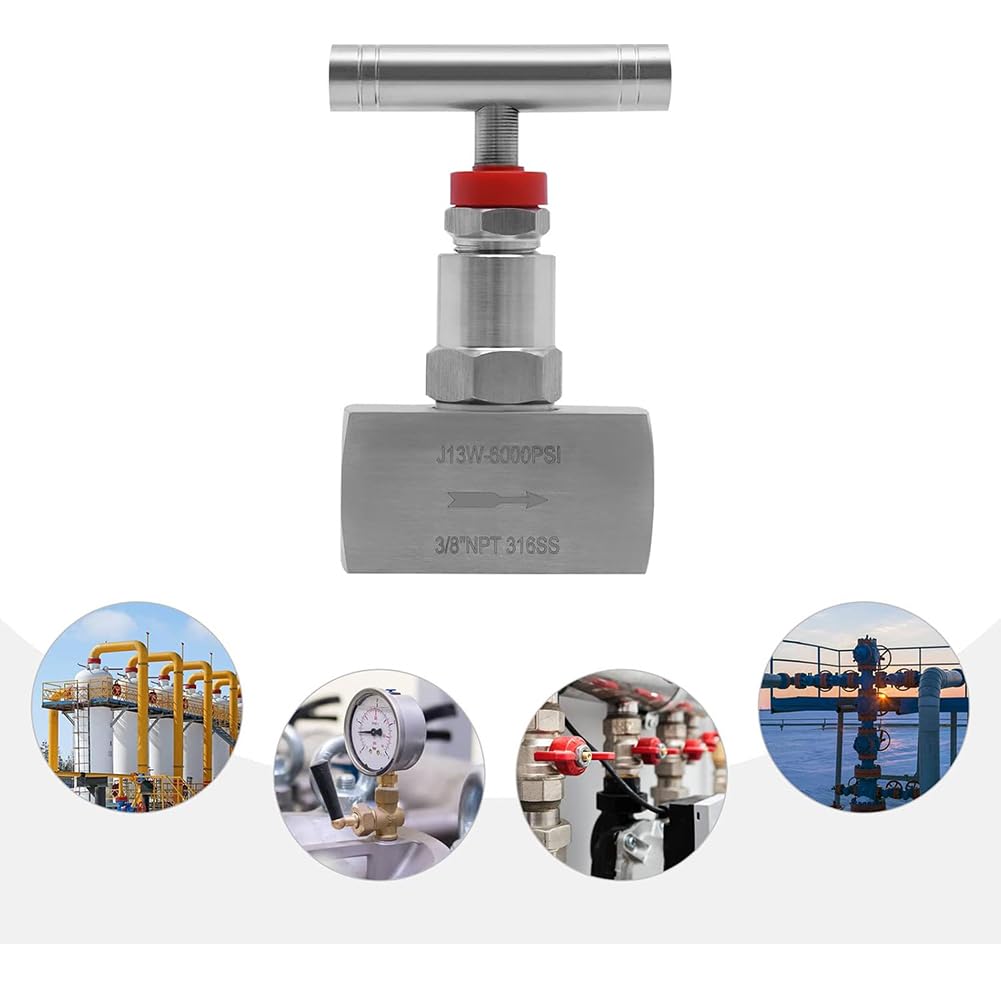 Edelstahl 316 Gerades Nadelventil, 2 Anschluss Hydraulisch Durchflussregelventil, 5 Größen NPT Anschluss Mit Innengewinde, Bis Zu 6000PSI, Für Rohrleitungsbedarf, 3/8 in