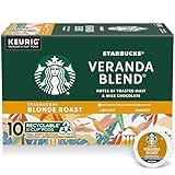 Starbucks K-Cup Coffee Pods, Starbucks Blonde Roast Hot or Iced Coffee, Veranda Blend, 10 Keurig Pods