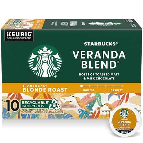 Starbucks Veranda Blend Blonde Roast Single Cup Coffee for Keurig Brewers, 10 Count