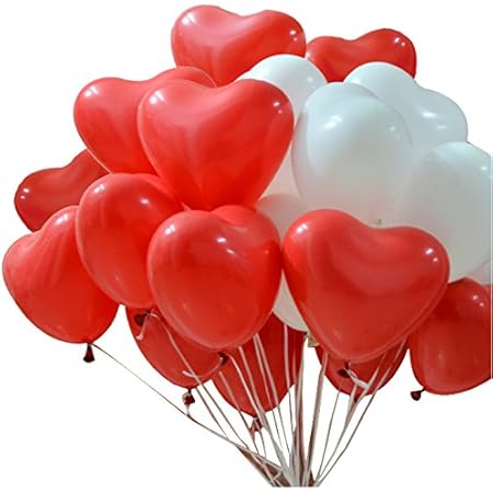 Amazon ハート 風船 バルーン ハートバルーン ふうせん 36cm 60枚入り Happylab レッド ホワイト 風船 バルーン おもちゃ