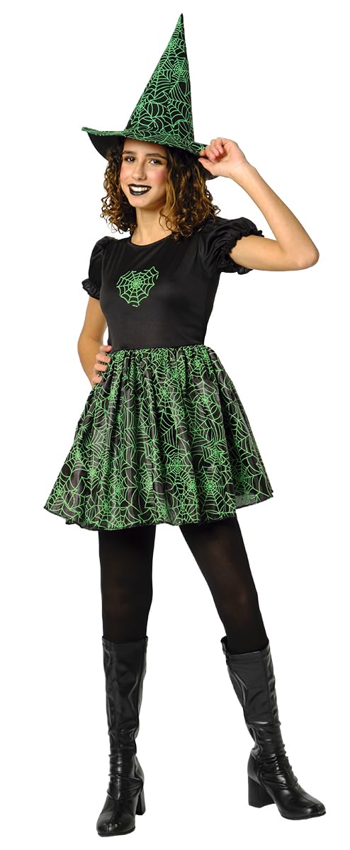 Rubie’s S8863-M Spiderweb Costume Neon Green Inf Bruja, multicoloured, M (5-7 años)