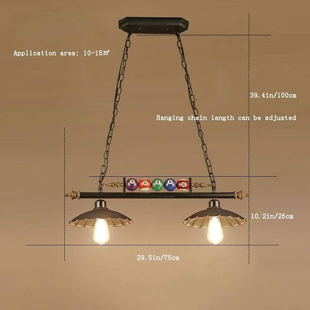 Chandelier Iron Pool Table Pendant Light Adjustable Billiard Lights Hanging Lighting Industrial V-intage Pendant Light 2 Light Decoration Chandelier Compatible with Pool Billiard Table, Bar Table, Bed