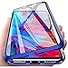 Produktbild Hülle für Xiaomi Mi 10T Lite, Magnetische Adsorption Handyhülle 360 Grad Schutz Aluminiumrahmen mit Gehärtetes Glas, Starke Magneten Stoßfest Metall Flip Case Cover - Blau