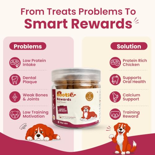 Image of Nootie Calcium Bone Dog Treats 220g | Seaweed & Goat Milk | Dental Health, Clean Teeth & Strong Gums | Milk & Strawberry | All Breeds & Puppies Above 4 Months