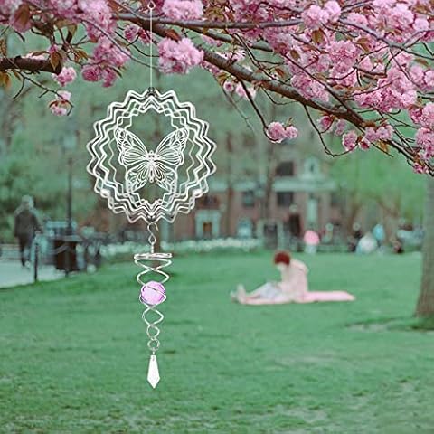 JelyArt 3D Wind Spinners for Garden, Stainless Steel Hanging Wind Spinner Rotating, Metal Chimes Art Geometric Pattern, Kinetic Yard Art Decorations - Indoor/Outdoor Decor (Butterfly Pattern) Cover