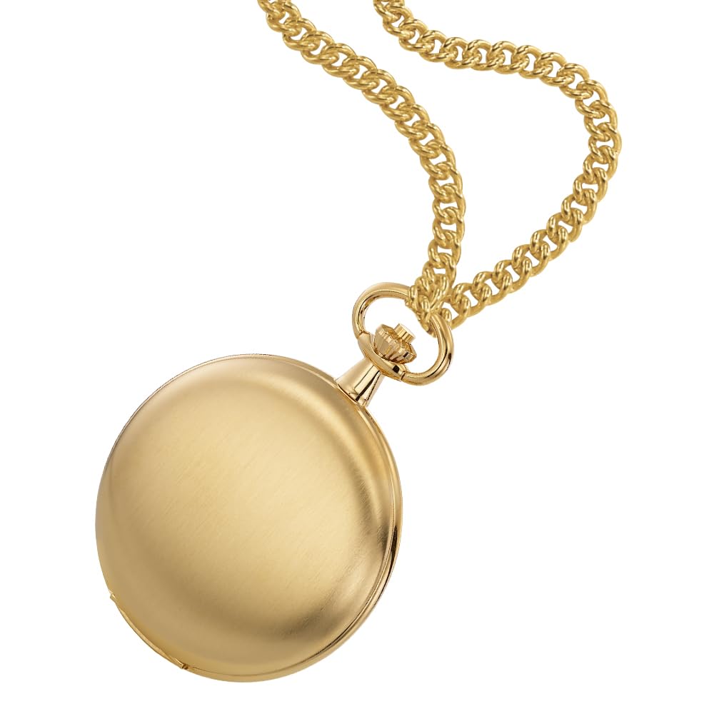 DUGENA Savonette Taschenuhr 4460302-1 – Quarzwerk – Edelstahlgehäuse – Silbernes Zifferblatt mit Guilloché – Datum & kleine Sekunde – Inklusive Kette