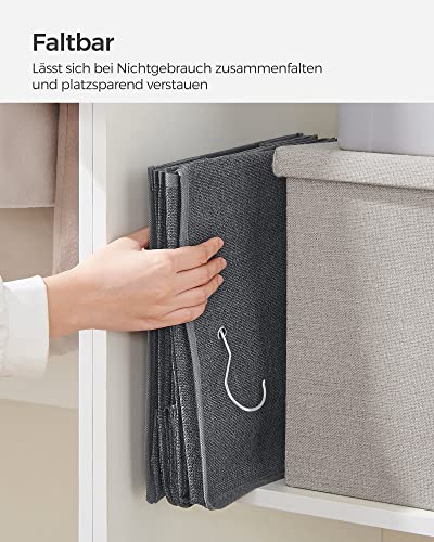 SONGMICS Hängeorganizer, Schrank-Organizer, Hängeregal, Hängeaufbewahrung, faltbar und platzsparend, Metallhaken und Bambus-Einsätze, leinenartige Textur, grau RYCH06G