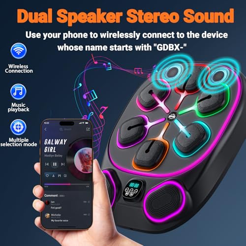 Image of OurStarry Smart Music Boxing Machine for Adults and Kids, Wall Mounted Punching Trainer with Boxing Gloves, LED Electronic Target, 9 Modes and 9 Speeds, Home Gym Workout Equipment