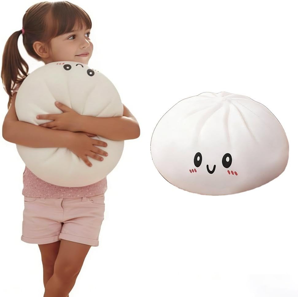 Jumbo Dumpling Pillow,Cute Soft Stuffed Dumpling Squeeze Toy,Kawaii Dough Ball Steamed Bun Squishies,Stress Relief Fidget Toy for Adult