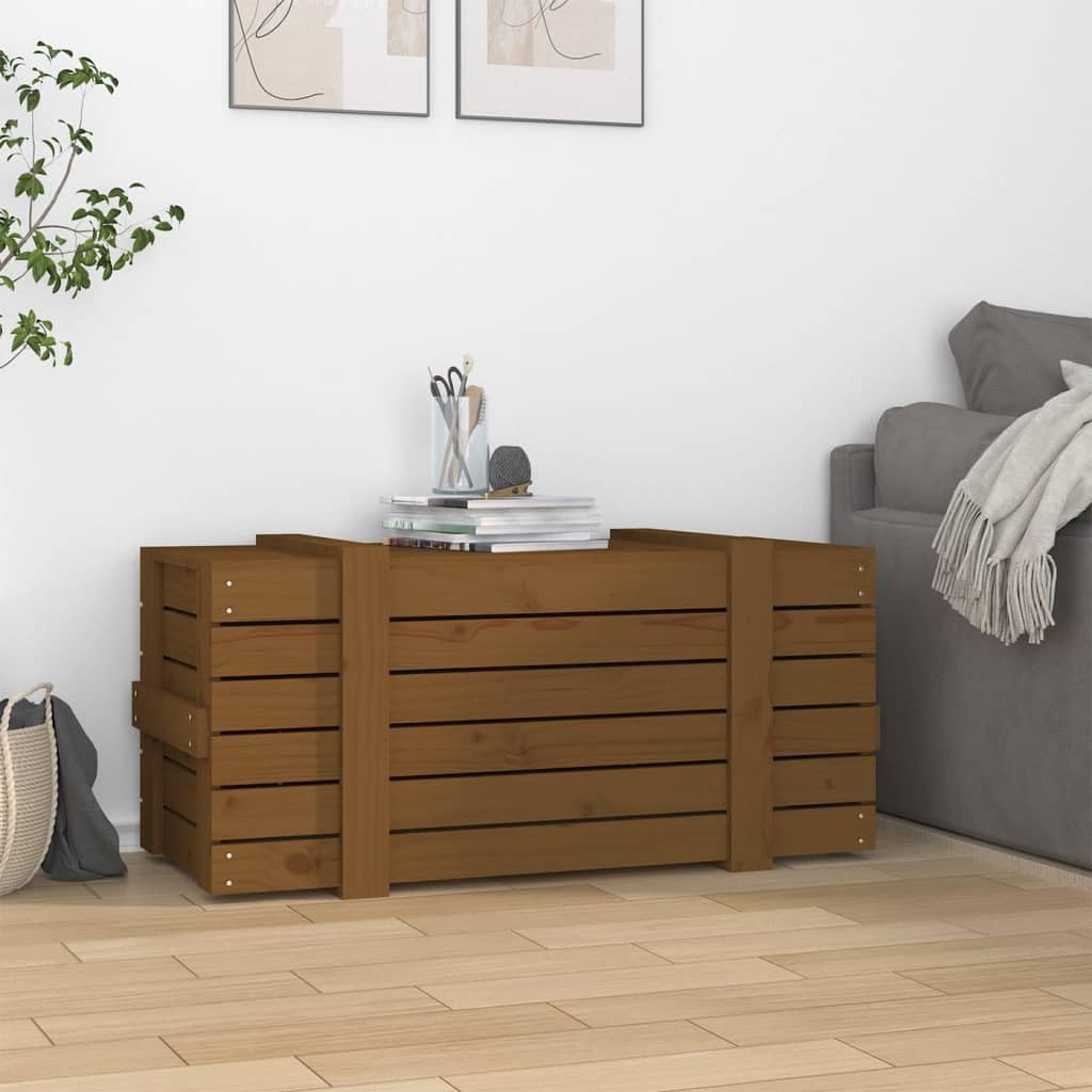 Generico Caja de almacenamiento de madera maciza de pino, marrón ámbar, 91 x 40,5 x 42 cm, baúl con tapa para organizar alfombras y cojines