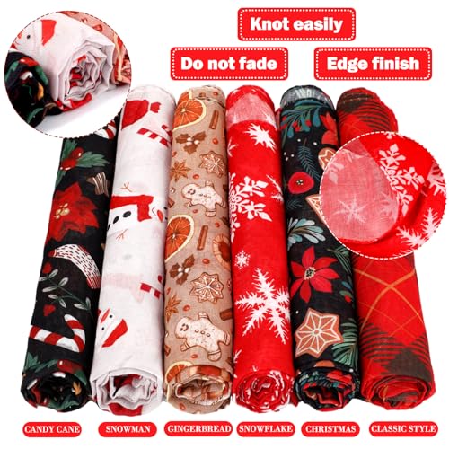 Liitrsh 6 Pcs Christmas Scarf for Women Holiday Festival Infinity Scarf Red Snowflake Plaid Lightweight Loop Sheer Scarves Winter Snowman for Women Girls Accessories Xmas Gift3