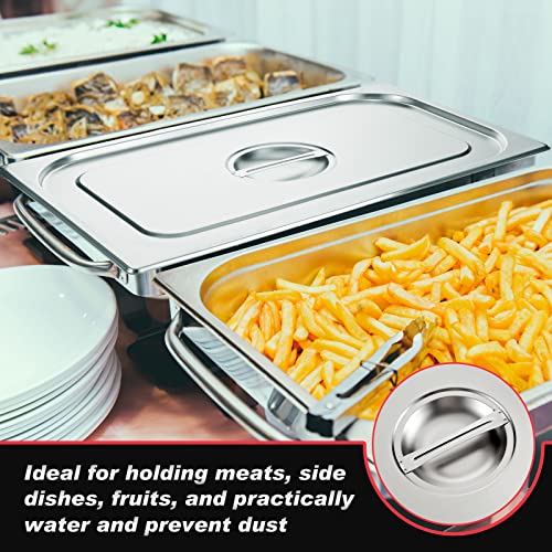 Suclain Steam Table Pan Covers Full Size Hotel Pans Covers with Handle 0.8 mm Thick Stainless Steel 20.8\"L x 12.8\"W Commercial Food Pan Lid for Steam Food Pan, Buffet Pan, Roasting Pan (12 Pack) - Thumbnail 5
