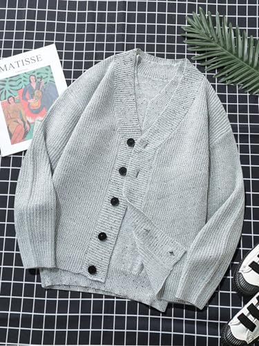 men's pullover sweaters 2pcs/Set Plain Button-Up Cardigan Sweater4