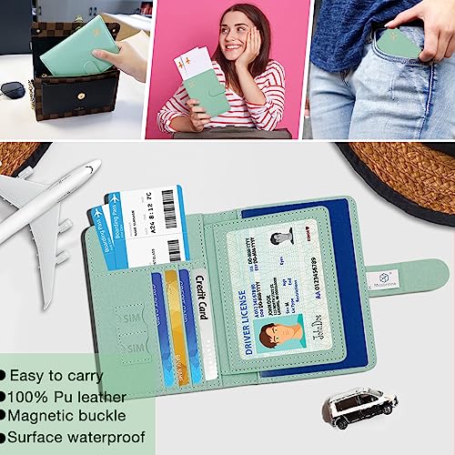 Image of Melsbrinna Rfid Passport Holder for Travel women /Men, Cute Passport Wallet Rfid Blocking Card Slots, Rfid Passport Cover /CaseTravel Wallet, Passport Book Holder (1, Green4)