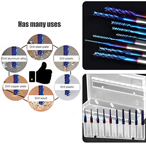 10 pezzi Nano Blue Coat End Mill Set CNC Router