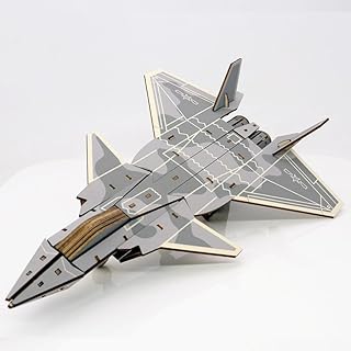 3D Wooden Puzzle Fighter Jet Model Aircraft – DIY Laser Cut Plane Assembly Kit for Adults, Buildable Display Model, Milita...
