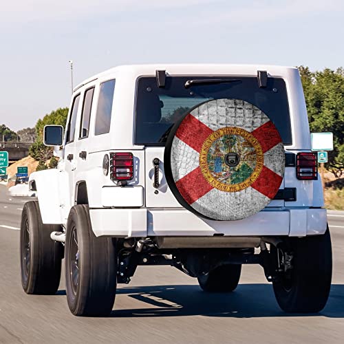 Image of Delerain Spare Tire Cover with Backup Camera Hole Florida Flag Wheel Covers Waterproof Dust-Proof UV Sun Universal Fit for Trailer RV SUV Truck (18 Inch for Diameter 32 inch-34 inch)