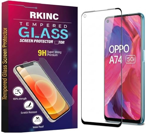 Image of RKINC Tempered Glass for Oppo A74, Narzo 20 Pro, Narzo 20, Narzo 30 and Narzo 30 Pro (6.5 Inch) Military Grade Gorilla Screen Guard Protector | With Installation Kit | Edge to Edge Coverage | Black