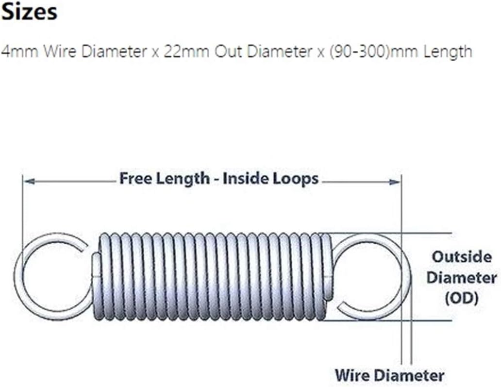 Useful 1PCS Big Spring Heavy Duty Garage Door Extension Tension Spring Pull Spring 4mm Wire Diameter*22mm Out Diameter*100-300mm Length (Size : 4x22x120mm)