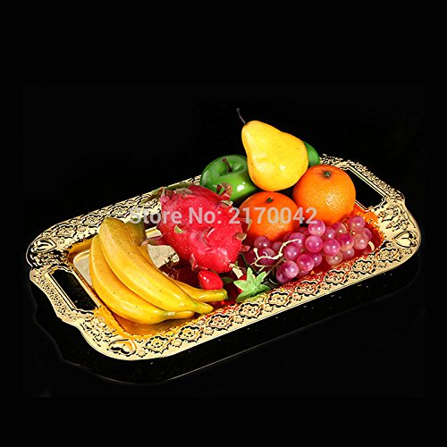Buy New and imported 2pcs/lot Gold Metal Dinner Plates Stainless Steel Dinner Plate Online at
